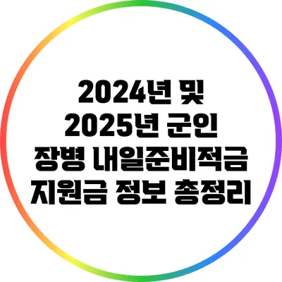 2024년 및 2025년 군인 장병 내일준비적금 지원금 정보 총정리
