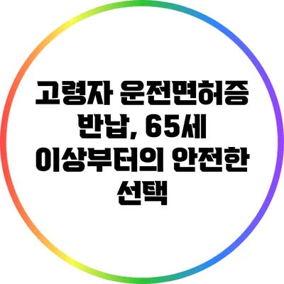 고령자 운전면허증 반납, 65세 이상부터의 안전한 선택