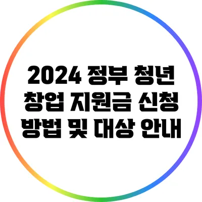 2024 정부 청년 창업 지원금 신청 방법 및 대상 안내