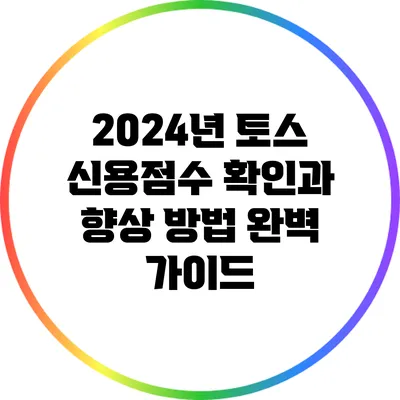 2024년 토스 신용점수 확인과 향상 방법 완벽 가이드