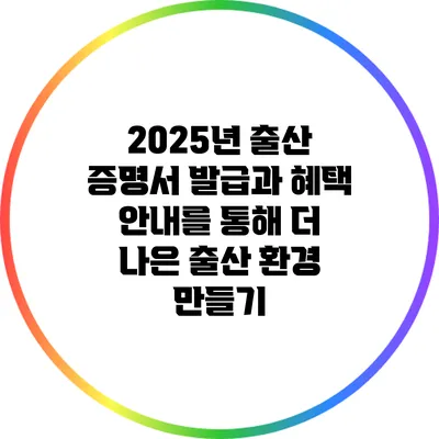 2025년 출산 증명서 발급과 혜택 안내를 통해 더 나은 출산 환경 만들기