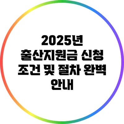 2025년 출산지원금 신청 조건 및 절차 완벽 안내