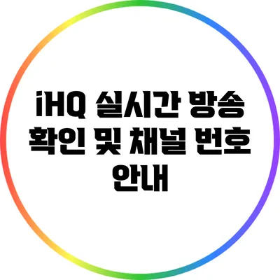 iHQ 실시간 방송 확인 및 채널 번호 안내