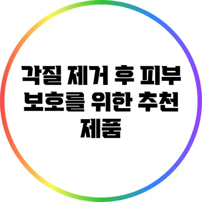 각질 제거 후 피부 보호를 위한 추천 제품