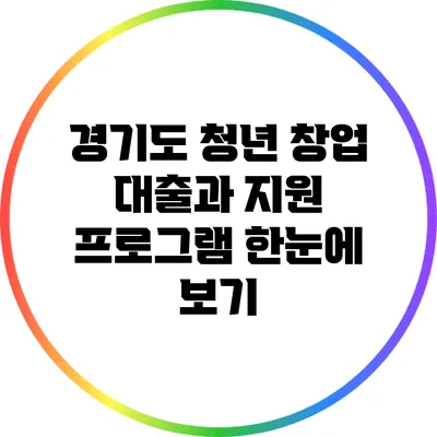 경기도 청년 창업 대출과 지원 프로그램 한눈에 보기