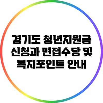 경기도 청년지원금 신청과 면접수당 및 복지포인트 안내