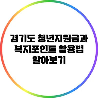 경기도 청년지원금과 복지포인트 활용법 알아보기