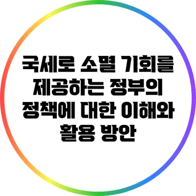 국세로 소멸 기회를 제공하는 정부의 정책에 대한 이해와 활용 방안
