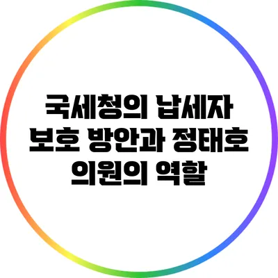국세청의 납세자 보호 방안과 정태호 의원의 역할