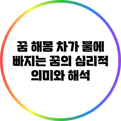 꿈 해몽: 차가 물에 빠지는 꿈의 심리적 의미와 해석