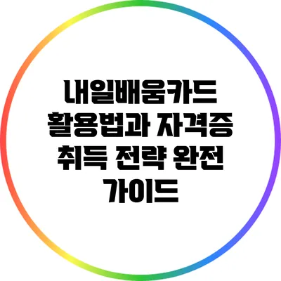 내일배움카드 활용법과 자격증 취득 전략 완전 가이드