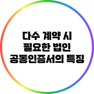 다수 계약 시 필요한 법인 공동인증서의 특징