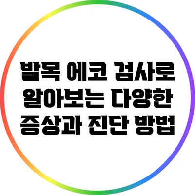 발목 에코 검사로 알아보는 다양한 증상과 진단 방법