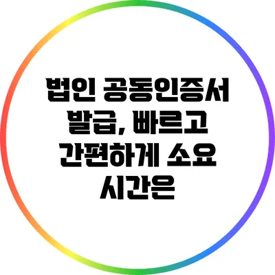법인 공동인증서 발급, 빠르고 간편하게 소요 시간은?