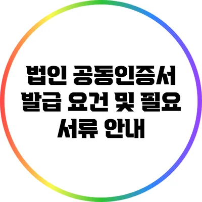 법인 공동인증서 발급 요건 및 필요 서류 안내