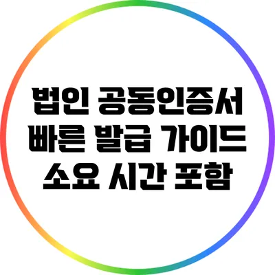 법인 공동인증서 빠른 발급 가이드: 소요 시간 포함
