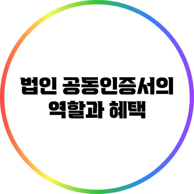 법인 공동인증서의 역할과 혜택