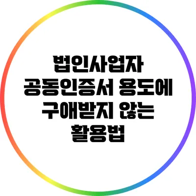 법인사업자 공동인증서: 용도에 구애받지 않는 활용법