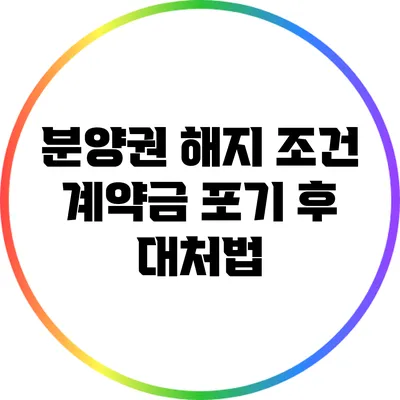 분양권 해지 조건: 계약금 포기 후 대처법
