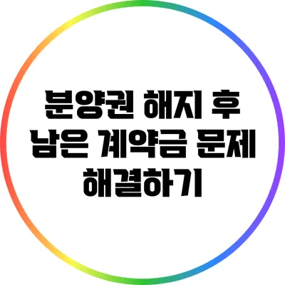 분양권 해지 후 남은 계약금 문제 해결하기