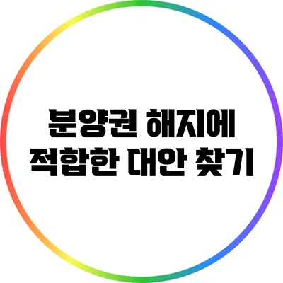 분양권 해지에 적합한 대안 찾기