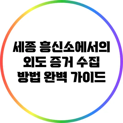 세종 흥신소에서의 외도 증거 수집 방법 완벽 가이드