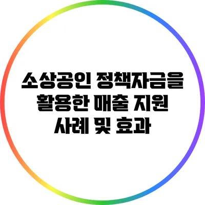 소상공인 정책자금을 활용한 매출 지원 사례 및 효과
