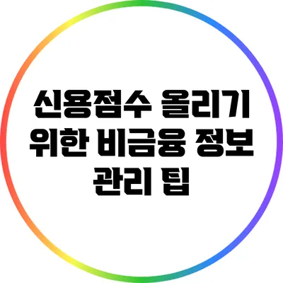 신용점수 올리기 위한 비금융 정보 관리 팁