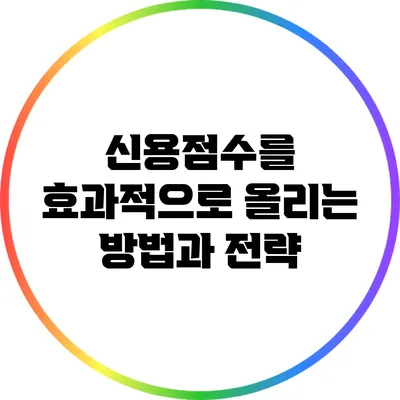 신용점수를 효과적으로 올리는 방법과 전략