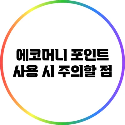 에코머니 포인트 사용 시 주의할 점