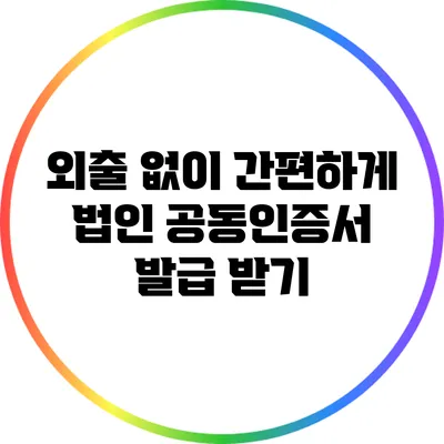 외출 없이 간편하게 법인 공동인증서 발급 받기