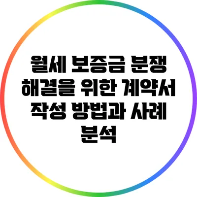 월세 보증금 분쟁 해결을 위한 계약서 작성 방법과 사례 분석