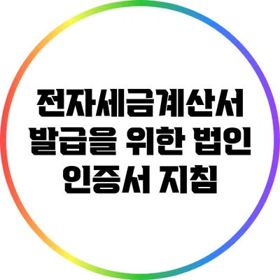 전자세금계산서 발급을 위한 법인 인증서 지침