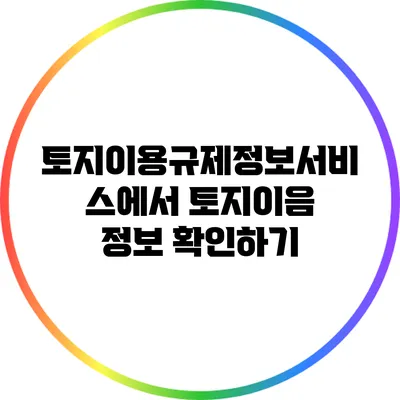 토지이용규제정보서비스에서 토지이음 정보 확인하기