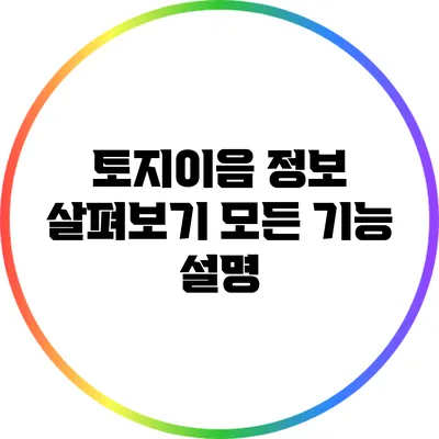 토지이음 정보 살펴보기: 모든 기능 설명