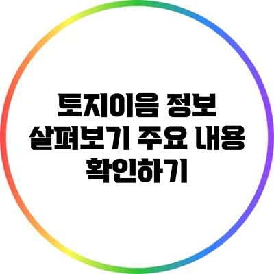 토지이음 정보 살펴보기: 주요 내용 확인하기