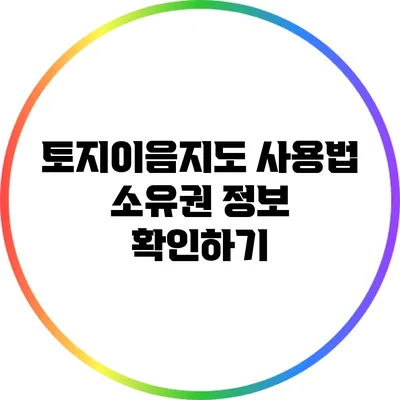 토지이음지도 사용법: 소유권 정보 확인하기