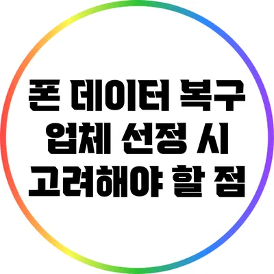 폰 데이터 복구 업체 선정 시 고려해야 할 점