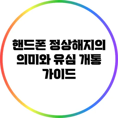 핸드폰 정상해지의 의미와 유심 개통 가이드