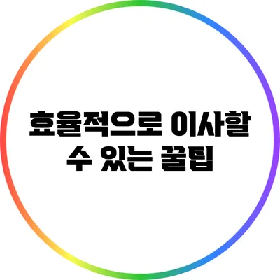 효율적으로 이사할 수 있는 꿀팁