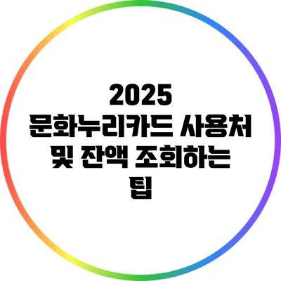 2025 문화누리카드 사용처 및 잔액 조회하는 팁