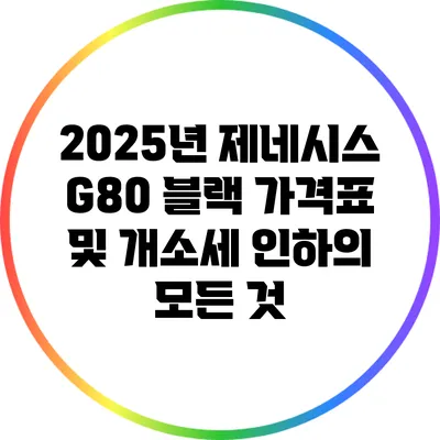 2025년 제네시스 G80 블랙 가격표 및 개소세 인하의 모든 것