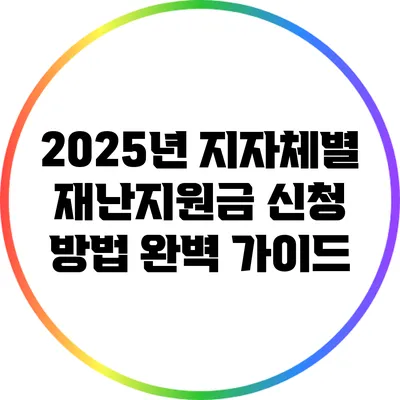 2025년 지자체별 재난지원금 신청 방법 완벽 가이드