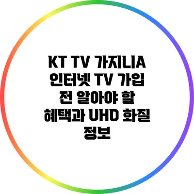 KT TV 가지니A 인터넷 TV 가입 전 알아야 할 혜택과 UHD 화질 정보