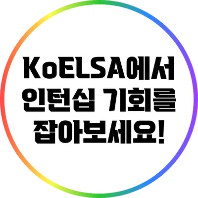 KoELSA에서 인턴십 기회를 잡아보세요!