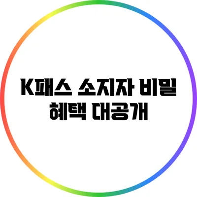 K패스 소지자 비밀 혜택 대공개