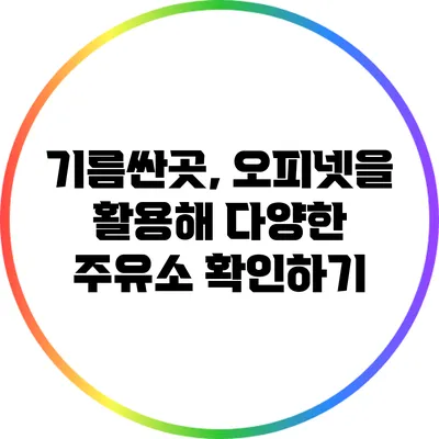기름싼곳, 오피넷을 활용해 다양한 주유소 확인하기