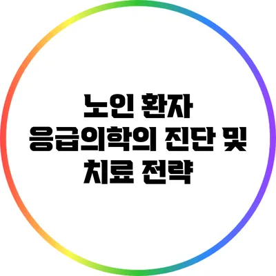 노인 환자 응급의학의 진단 및 치료 전략