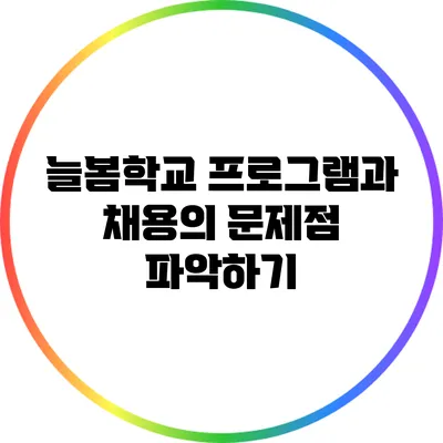 늘봄학교 프로그램과 채용의 문제점 파악하기