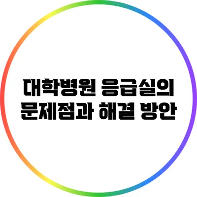대학병원 응급실의 문제점과 해결 방안